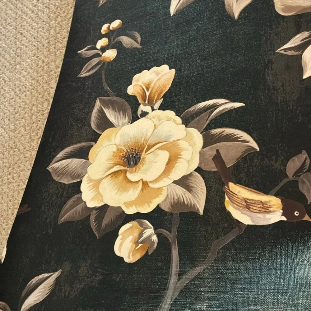 Floral and Bird Textured Wallpaper sample